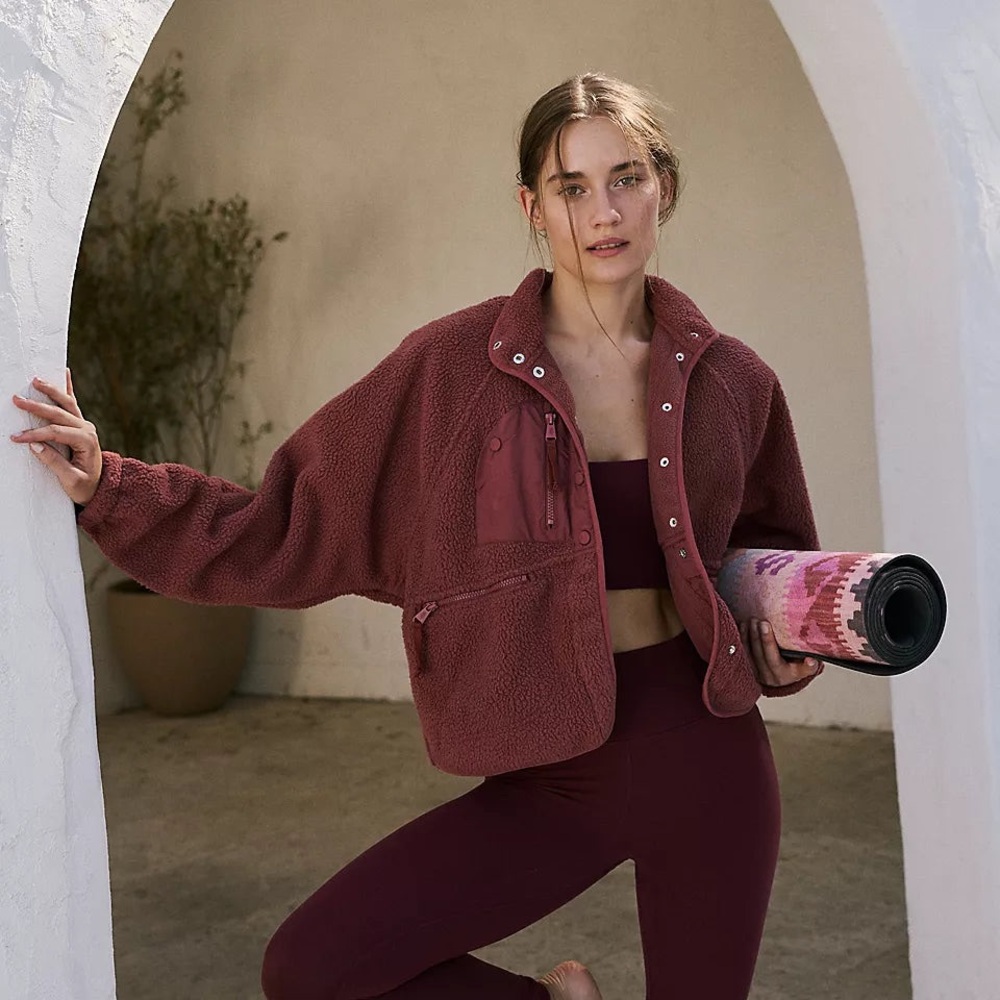 Free People Hit the Slopes Fleece Henna Jacket XS